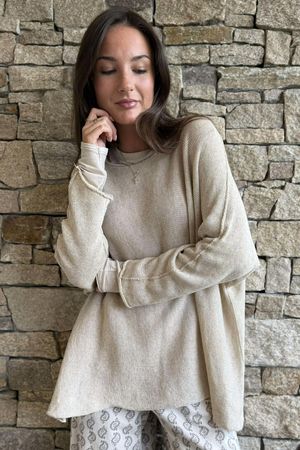 Conrad Slouch Cotton Knit Oatmeal